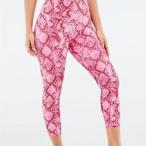 FABLETICS Define PowerHold® High-Waisted Capri Pink Snake Print Leggings XS EUC